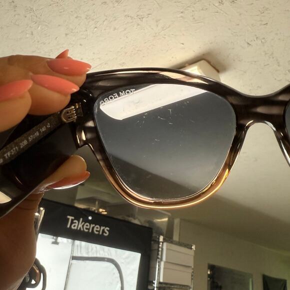 Tom Ford  Anoushka Sunglasses TF371 Melange Grey Peach - Picture 11 of 12